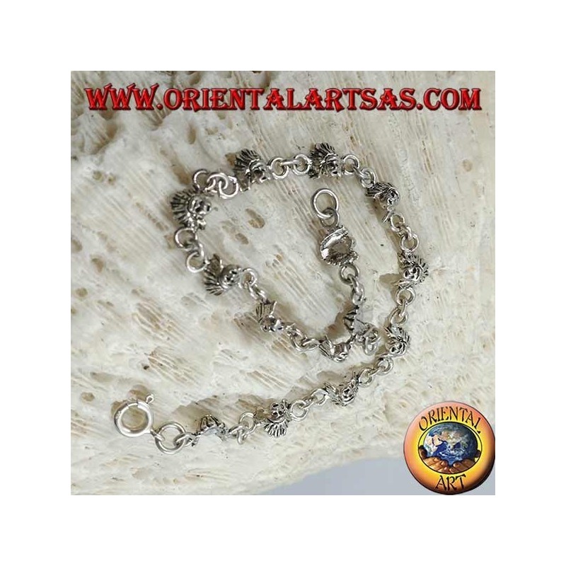 Bracelet en argent doux avec des visages d'un Indien amérindien