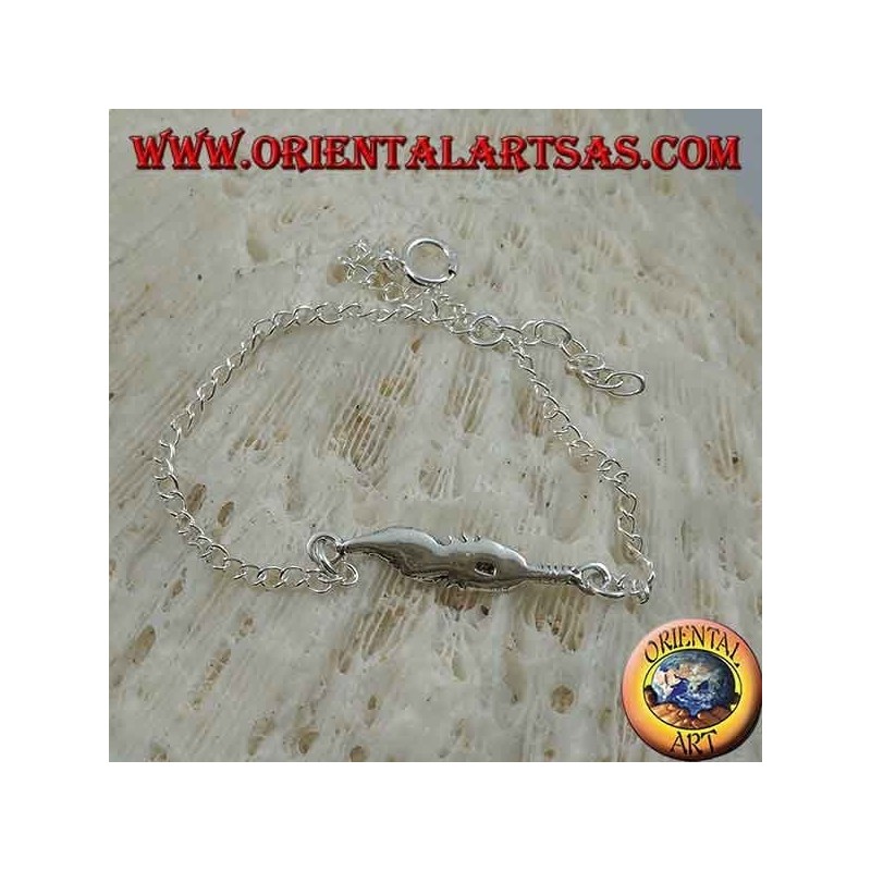 Weiches Silberarmband mit Kette mit Feder in der Mitte