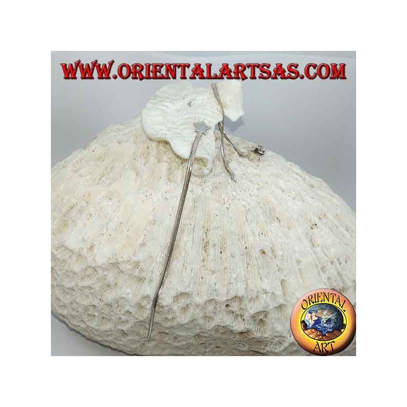 Silberne Schmetterlingsohrringe mit Lappenstern und 10 cm langer Schlangenkette