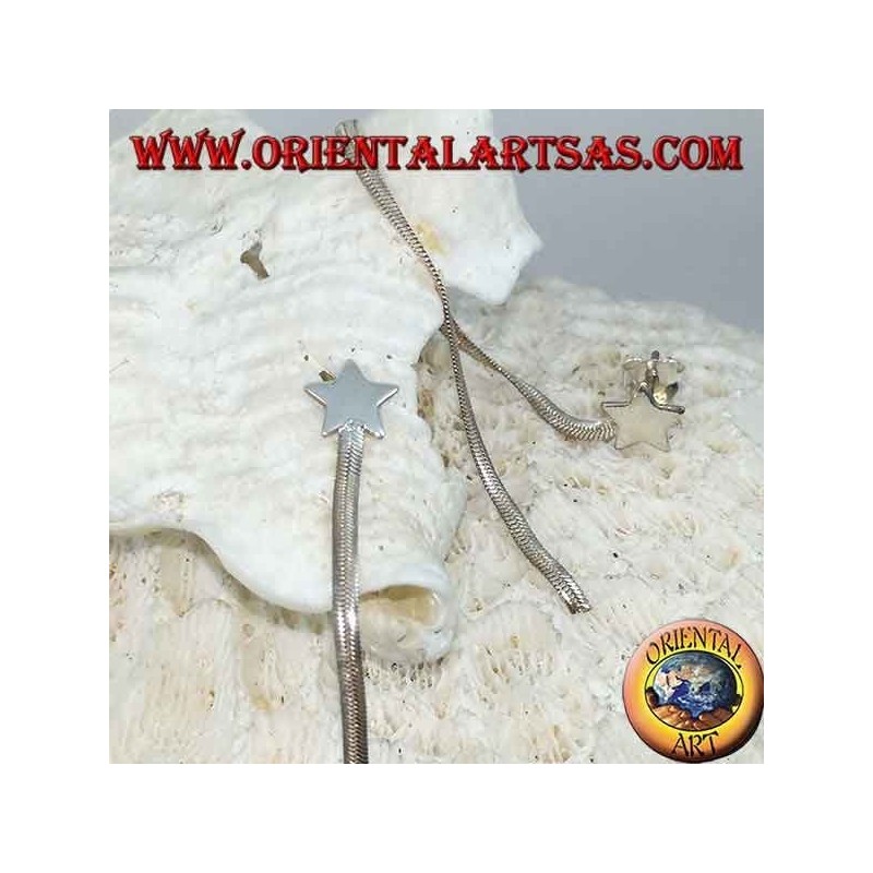 Orecchini in argento a farfalla con stella a lobo e catenina stile snake da 10 cm
