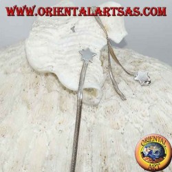 Silberne Schmetterlingsohrringe mit Lappenstern und 10 cm langer Schlangenkette