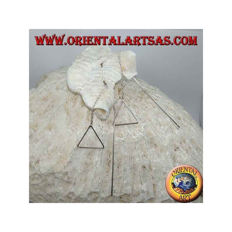 Silberne Kettenohrringe mit gerader Stange und baumelndem Dreieck