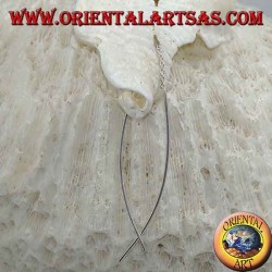 Silver chain earrings with curved arched bar hanging from both sides