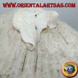 Pendientes de cadena de plata con doble barra colgante recta corta