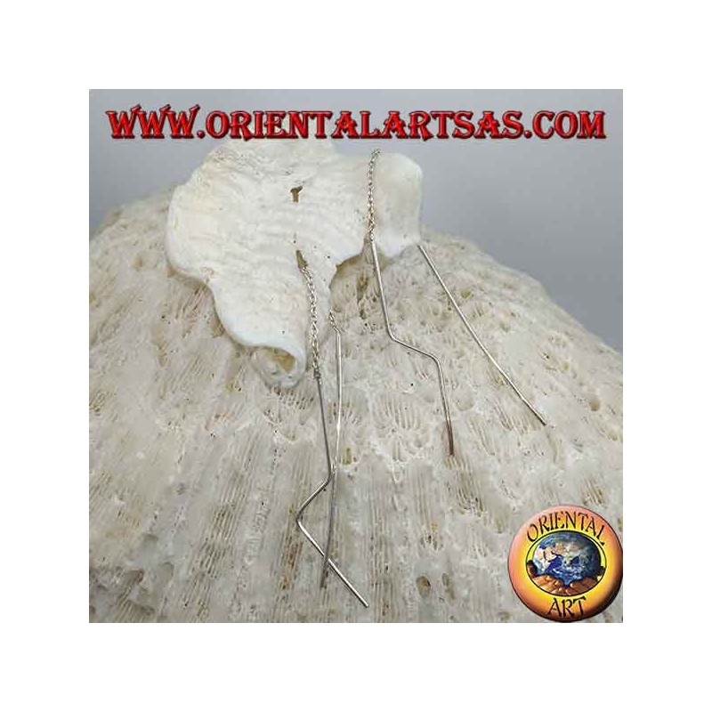 Silberne Kettenohrringe mit gerader und fragmentierter Anhängerstange