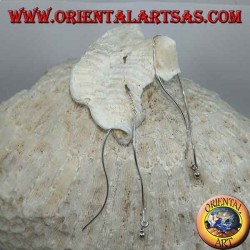 Silver chain earrings with wave on both sides and pendant ball