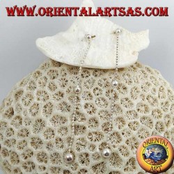 Silver butterfly earrings with small chain and three 7 cm growing balls