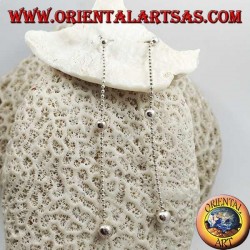 Silver butterfly earrings with small chain and three 7 cm growing balls