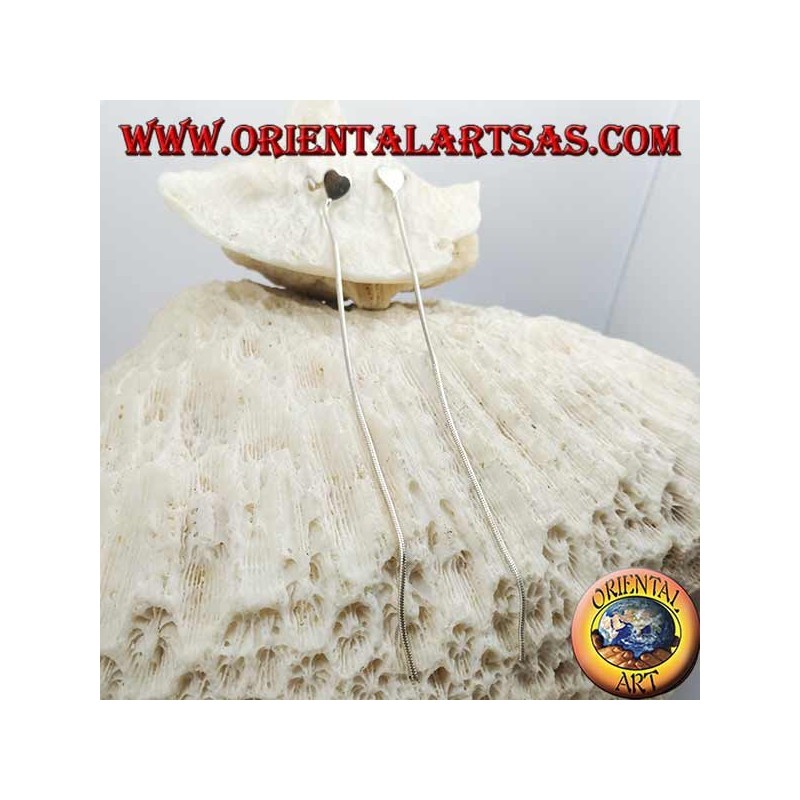 Orecchini in argento a farfalla con cuore a lobo e catenina stile snake da 10 cm