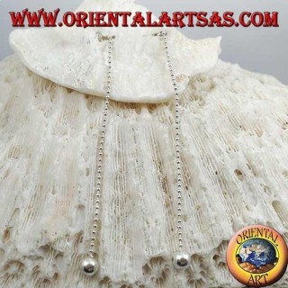 Silver butterfly earrings with small chain and 7 cm large final ball