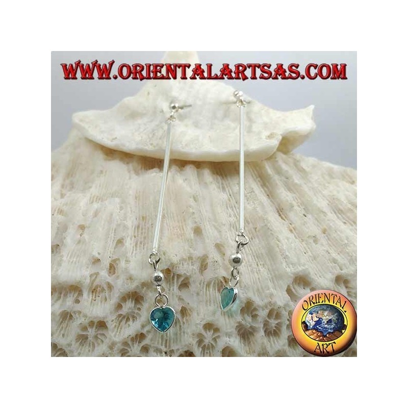 Silver butterfly earrings with bar and celestial heart zircon 6 cm pendant