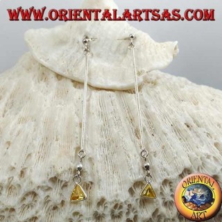 Boucles d'oreilles papillon en argent avec barre et pendentif triangle jaune zircon 6 cm