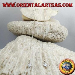 Boucles d'oreilles papillon en argent avec petite chaîne et zircon blanc 11 cm