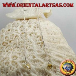 Silberne Schmetterlingsohrringe mit kleiner Kette und 11 cm gelbem Herzzirkon