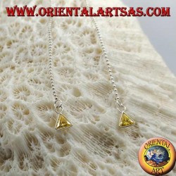 Boucles d'oreilles papillon en argent avec chaîne boule et triangle jaune 11 cm zircon