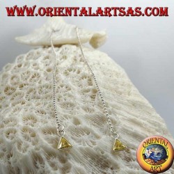 Silver butterfly earrings with ball chain and 11 cm yellow triangle zircon