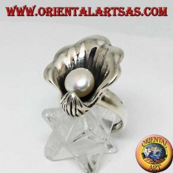 Silberring mit natürlicher Perle im Austernmantel