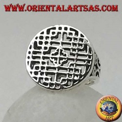 Bague en argent, sceau de mandala ajouré