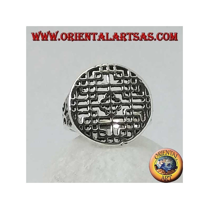 Anello in argento, sigillo mandala traforato