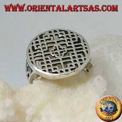 Bague en argent, sceau de mandala ajouré