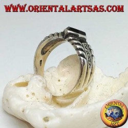 Silberband mit sechseckigem Onyx und Markasit an den Seiten