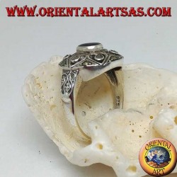 Silver shield of David ring with oval onyx and marcasite on the six points of the star