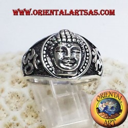 Buddha head with Om ring in silver