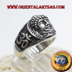 Buddha-Kopf mit OM-Ring in Silber