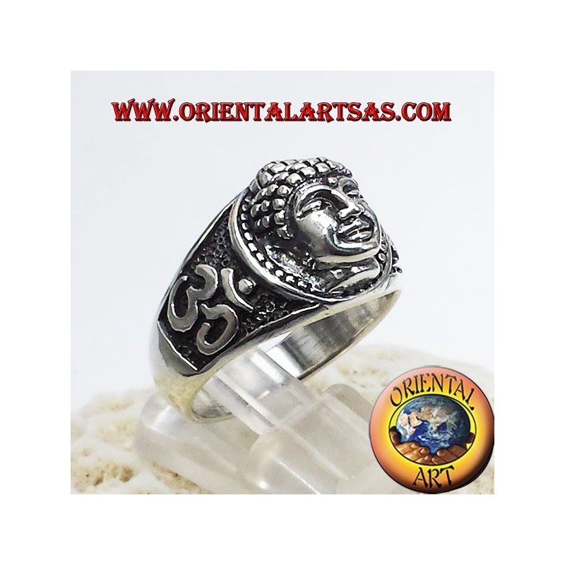 Buddha-Kopf mit OM-Ring in Silber