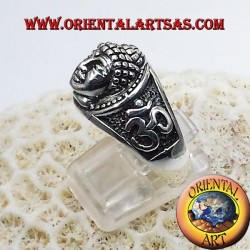Anello testa di Buddha con Om in argento