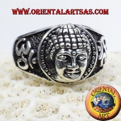 Buddha-Kopf mit OM-Ring in Silber