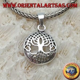 Silver pendant, Yggdrasil in the small circle (tree of life or cosmic tree)
