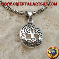 Silver pendant, Yggdrasil in the small circle (tree of life or cosmic tree)