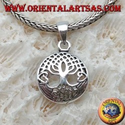 Pendentif en argent, Yggdrasil dans le petit cercle (arbre de vie ou arbre cosmique)