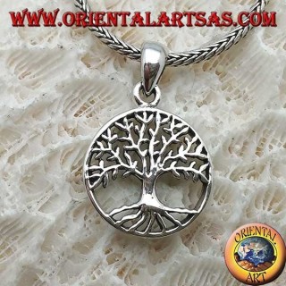 Ciondolo in argento, Yggdrasil stilizzato nel cerchio (albero della vita o albero cosmico)