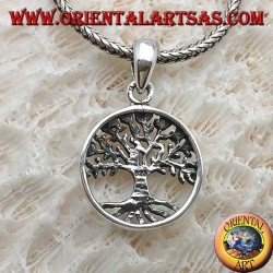 Silver pendant, stylized Yggdrasil in the circle (tree of life or cosmic tree)