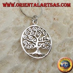Silver pendant, Klimt-style tree of life in the circle (thin)