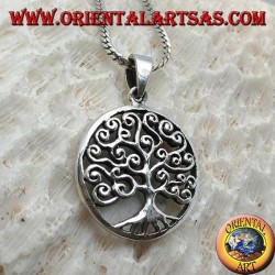 Ciondolo in argento, albero della vita in stile Klimt nel cerchio (spesso)