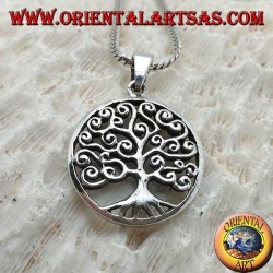 Colgante de plata, árbol de la vida de estilo Klimt en el círculo (grueso)