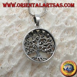 Silver pendant, Klimt-style tree of life in the circle (thick)