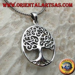 Pendentif en argent, arbre de vie de style Klimt dans l'ovale