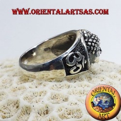 Buddha head with Om ring in silver