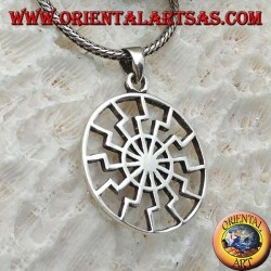 Silver pendant, black sun or simple solar wheel