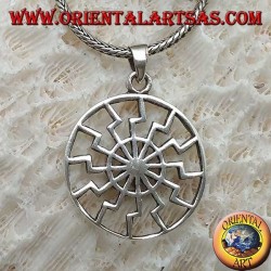 Pendentif en argent, soleil noir ou simple roue solaire
