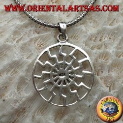 Pendentif en argent, soleil noir ou simple roue solaire