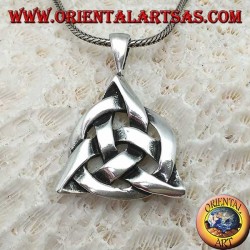 Pendentif en argent Triquetra avec le cercle cosmique, noeud de tyrone