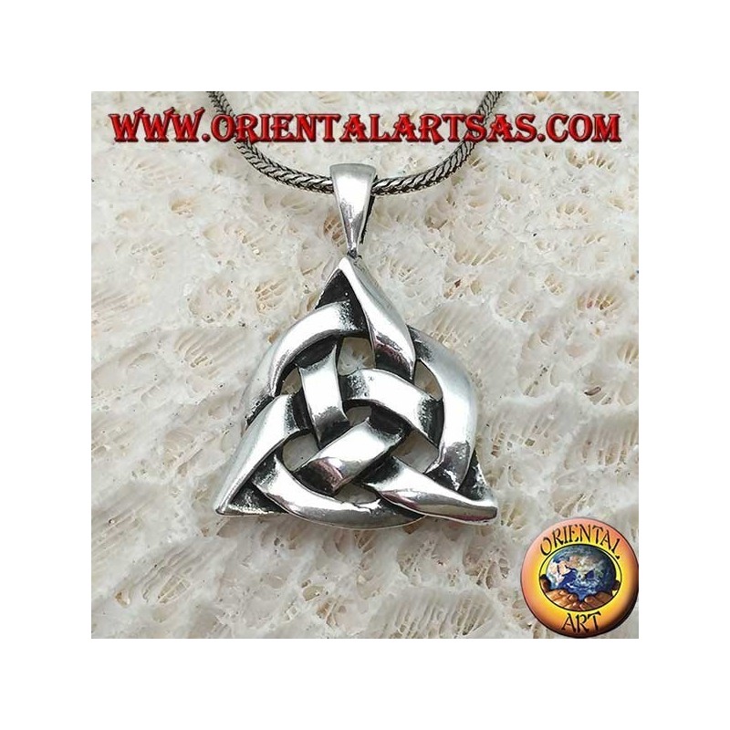 Silver pendant Triquetra with the cosmic circle, tyrone knot