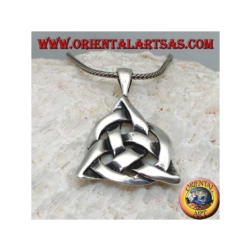 Silver pendant Triquetra with the cosmic circle, tyrone knot