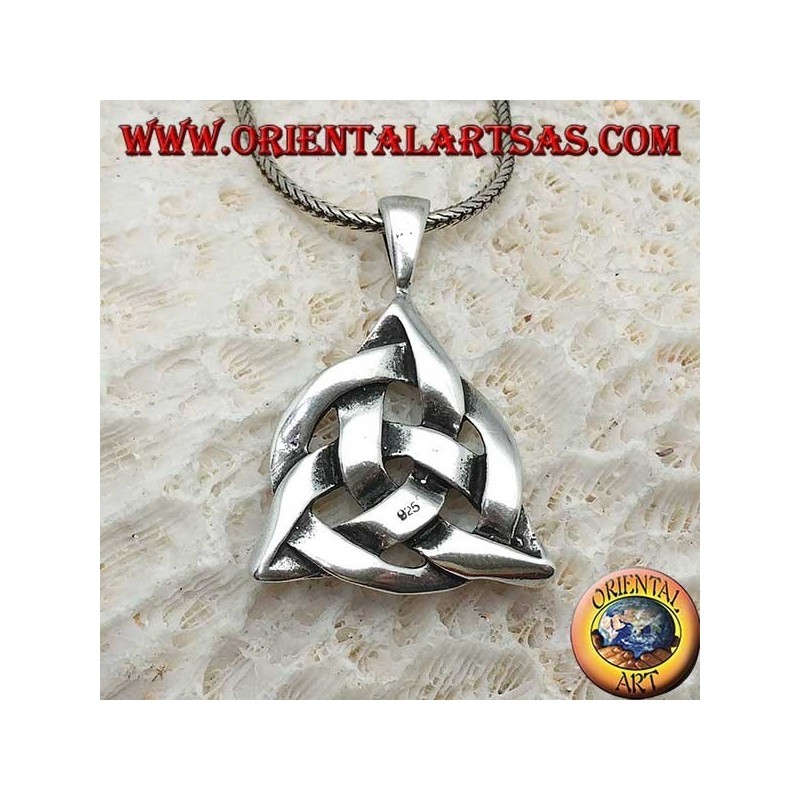 Silver pendant Triquetra with the cosmic circle, tyrone knot