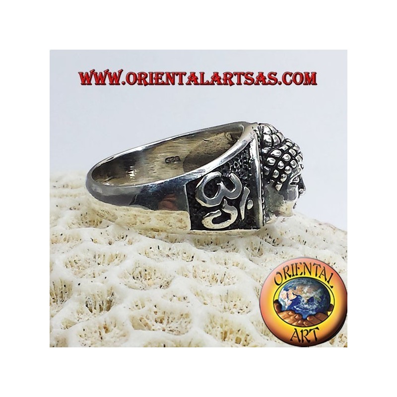 Cabeza de Buda de OM con el anillo en plata